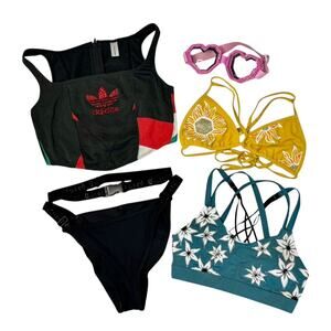 Custom Blinged Out RAVE FESTIVAL Wear Goggles Rhinestone Bralettes Bikinis M/L